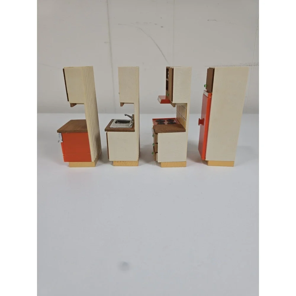 Lundby MCM Orange Dollhouse Kitchen Stove Sink Dishwasher Fridge 1:16 scale